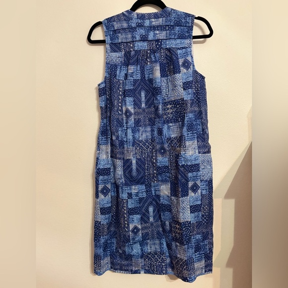 J.McLaughlin Nylee Linen Sleeveless Dress Blue Diamond Patch S NWT - Picture 6 of 9
